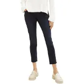 Tom Tailor Damen Hose Tapered Relaxed Fit Five-Pocket normale Leibhöhe Kordelzug nachhaltig Baumwolle