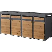 ML-Design Mülltonnenbox mit Pflanzdach für 4 Tonnen 240L 264x80x124 cm Stahl