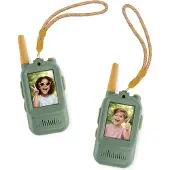 Zazu Video Walkie Talkie für Kinder mit Kamera – 2er Set, 300m Reichweite, 2.0” Bildschirm, USB wiederaufladbar, 5 Stimmeffekte & 16 Filter – Funkgerät mit Video für Indoor & Outdoor (Grün)