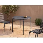 Vente-unique Gartentisch rund - D. 110 cm - Metall - Anthrazitgrau - MIRMANDE von MYLIA