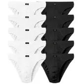 H.I.S. Slip H.I.S "Herren Minislip", Herren, Gr. 4 (S), 10 Stk., schwarz-weiß (weiß, schwarz), Jersey, Obermaterial: 95% Baumwolle, 5% Elasthan, unifarben, körpernah, Unterhosen Slip, in Baumwoll-Mix