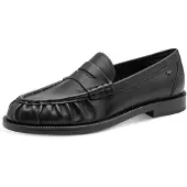 Tamaris Slipper , Damen, Gr. 38, Textil, schwarz, Glattleder, unifarben, Schuhe Slipper, Blockabsatz, Businessschuh, Halbschuh in Mokassin-Optik