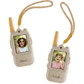 Zazu Video Walkie Talkie für Kinder mit Kamera – 2er Set, 300m Reichweite, 2.0” Bildschirm, USB wiederaufladbar, 5 Stimmeffekte & 16 Filter – Funkgerät mit Video für Indoor & Outdoor (Beige)
