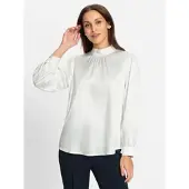 Inspirationen Satinbluse , Damen, Gr. 36, beige (ecru), 97% Polyester, 3% Elasthan, unifarben, Blusen Satinbluse