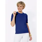 Casual Looks Kurzarmpullover "Pullover", Damen, Gr. 40, blau (royalblau), 50% Baumwolle, 50% Polyacryl, unifarben, Pullover Kurzarmpullover