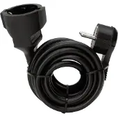 Kopp 143505080 Verlängerung, Schutzkontakt-Winkelstecker, extra flach (8mm) und Schutzkontakt-Kupplung mit 2m Leitung, erhöhter Berührungsschutz - 5 Stück