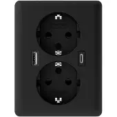 USB 2U-449719 Unterputz-Dose mit -C, mit -Ladeausgang Schwarz (matt)