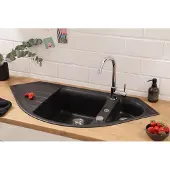 Respekta Küchenspüle Einbauspüle Spüle Granit Massiv 110 x 52 Schwarz Arlington
