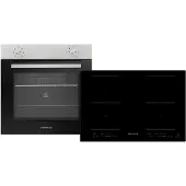 Respekta Backofen Herd Kochfeld Herdset Induktion 77cm Timer 2 Flexzonen Slider ASET1208800I