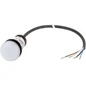 Eaton 185142 Leuchtmelder, flach, Kabel (schwarz) mit offenem Ende, 4-polig, 1 m, Linse weiß, LED weiß, 24 V AC/DC C22-L-W-24-P62