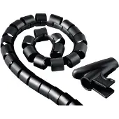Hama Kabelführung "Flexibler Spiral-Kabelschlauch mit Einzieh-Werkzeug, 20 mm, 2,5 m", schwarz, L:250cm Ø:20mm, Kunststoff, Kabelführungen, Kabelführung, Mit Einzieh-Werkzeug