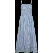 BOSS für Damen. 50559218 Kleid aus Baumwollpopeline mit vertikalen Streifen blau (38), Lässig, Baumwolle, Klassisch, Ärmellos / Hosenträger