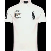 Ralph Lauren für Herren. 710B21921003 Poloshirt mit Big Pony Custom Slim Fit weiß (S), Lässig, Baumwolle, Kurzarm