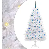 vidaXL Künstlicher klappbarer Weihnachtsbaum Weiß 180 cm PVC und Stahl