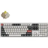 Keychron Q6 Ultra 8K, Volle Größe (100%), Verkabelt & Kabellos, USB + RF Wireless + Bluetooth, Mechanischer Switch, RGB-LED, Weiß