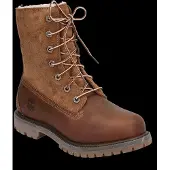 Timberland für Damen. TB18328R2421 Lederstiefelette mit aufrollbarem Schaft und braunem Warmfutter (37 W), Wohnung, Schnürsenkel, Lässig