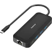 Hama USB-Adapter "USB-C-Hub, Multiport, 6 Ports, 3x USB-A, USB-C, HDMI, LAN/Ethernet", schwarz, B:12cm H:2,5cm T:18cm, Adapter, USB-Adapter