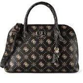 GUESS Jeans Emelie Satchel espresso Logo 4G Pfingstrose