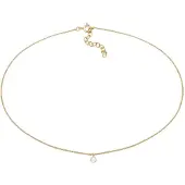 Elli Choker "Halskette Choker mit Anhänger Mondstein Rund 925 Silber" Gr. 36, gold, Halsketten, Damen, mit Steinen, Silber 925 (Sterlingsilber), Choker