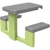 Smoby Life Outdoor-Picknicktisch-Set mit 2 Bänken, Anti-UV, recyceltes Material, für Kinder ab 2 Jahren – Grün/Grau