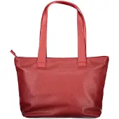 Valentino Stilvolle rote Damenschultertasche mit Kontrastnähten und Recyclingmaterial