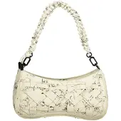 Desigual kleine Tasche weiß geflochten mit Schriftzug