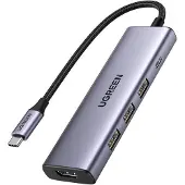 UGREEN 15596, Kabelgebunden, USB 3.2 Gen 1 (3.1 Gen 1) Type-A + Type-C, 100 W, Aluminium, 5 Gbit/s, USB