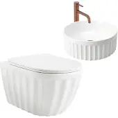 REA Set: Wandhängendes Wc + Aufsatzwaschbecken Duo White