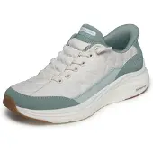 SKECHERS für Damen. 150404 Slip-Ins Sneaker: Contour Foam - Cozy Fit weiß, grün (37), Stoff, Wohnung, Schnürsenkel, Lässig
