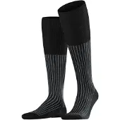 Falke Oxford Stripe Herren Kniestrümpfe, 43-44, Schwarz, Rippe, Baumwolle