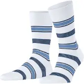 Falke Marina Stripe Herren Socken, 41-42, Weiß, Streifen, Baumwolle