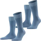 Falke Happy 2-Pack Herren Socken, 39-42, Blau, Uni, Baumwolle