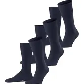 Falke Airport 3-Pack Herren Socken, 45-46, Blau, Uni, Schurwolle