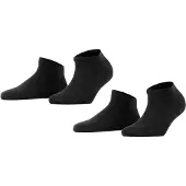 Falke Happy 2-Pack Damen Sneakersocken, 35-38, Schwarz, Uni, Baumwolle