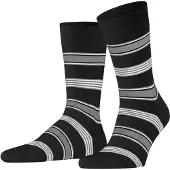 Falke Marina Stripe Herren Socken, 43-44, Schwarz, Streifen, Baumwolle