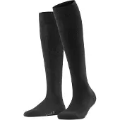 Falke Kniestrümpfe "Family", Damen, Gr. 39-42, schwarz (3089, anthra.mel), Baumwollmischung, unifarben, Socken Kniestrümpfe, für Erwachsene, aus Baumwolle, atmungsaktiv, glatt
