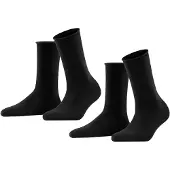 Falke Socken "Happy 2-Pack", Kinder, Gr. 35-38, schwarz (schwarz (3000)), Obermaterial: 80% Baumwolle CO. 18% Polyamid PA. 2% Elasthan EL., glatt, Socken Socken