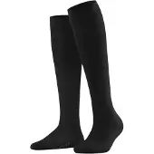 Falke Family Damen Kniestrümpfe, 39-42, Schwarz, Uni, Baumwolle