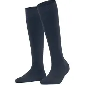 Falke Family Damen Kniestrümpfe, 35-38, Blau, Uni, Baumwolle