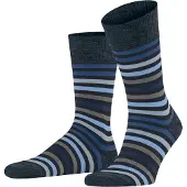Falke Tinted Stripe Herren Socken, 47-50, Blau, Streifen, Schurwolle