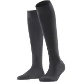 Falke Vitalizer Damen Kniestrümpfe, 37-38, Grau, Uni, Baumwolle