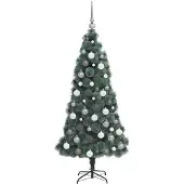 vidaXL Künstlicher vorbeleuchteter Weihnachtsbaum mit Kugelset Grün