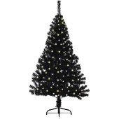 vidaXL Künstlicher vorbeleuchteter Weihnachtsbaum Schwarz 150 cm PVC