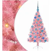 vidaXL Künstlicher vorbeleuchteter Weihnachtsbaum Rosa 120 cm PVC