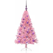 vidaXL Künstlicher vorbeleuchteter Weihnachtsbaum Rosa 120 cm PVC