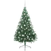 vidaXL Künstlicher vorbeleuchteter Weihnachtsbaum Grün 180 cm PVC