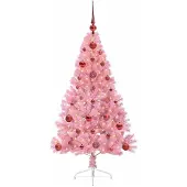 vidaXL Künstlicher vorbeleuchteter Weihnachtsbaum Rosa 120 cm PVC