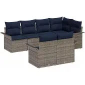 vidaXL Garten-Sofa-Set 7 stk. Grau Poly Rattan