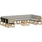 vidaXL Outdoor-Sofagarnitur 11 stk. Weiß und Hellgrau