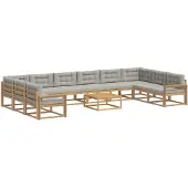 vidaXL Outdoor-Sofagarnitur 11 stk. Weiß und Hellgrau
